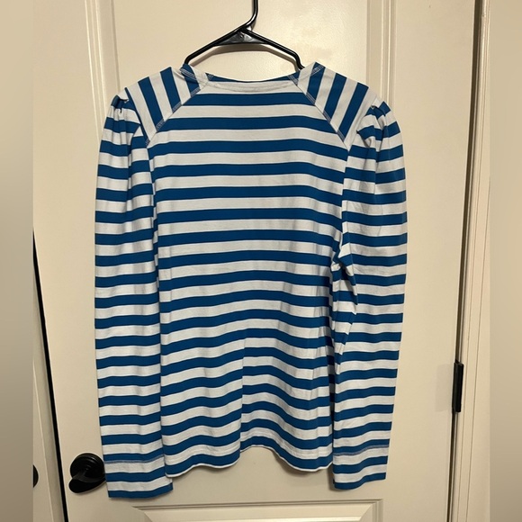 GANNI Organic Cotton L/S Blue Stripe Blouse Size XL - Picture 8 of 10